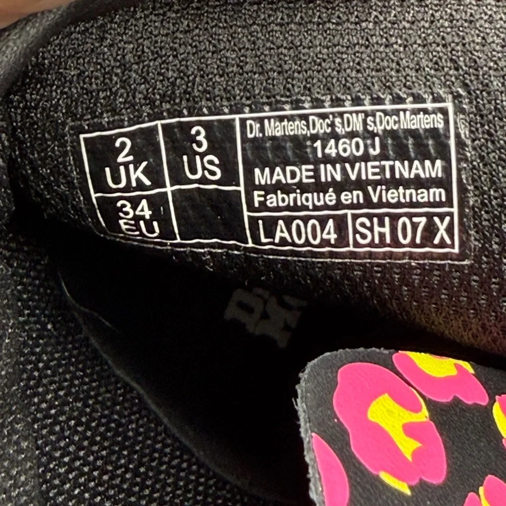 Dr. Martens Black and Pink Floral Combat Boots